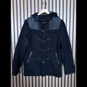 Rag & Bone Duffle Coat 38 / M Mens Black 100% Virgin Wool Bemberg Trim Notches